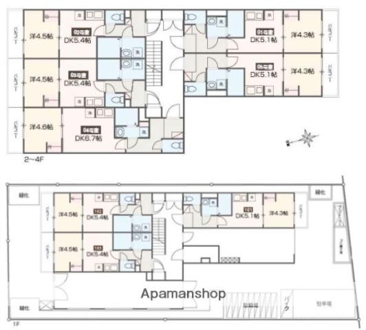 メルディアレジデンス梅屋敷(1DK/2階)の間取り写真