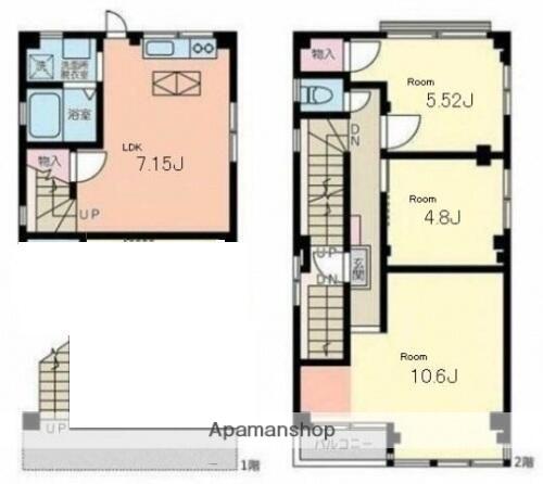 KKビル(3DK/2階)の間取り写真