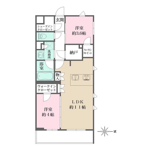 LA PERLA JIYUGAOKAⅡ(2LDK/2階)の間取り写真