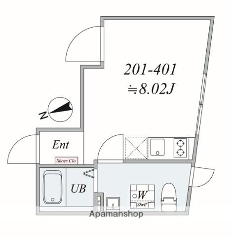 REI TRIAS(ワンルーム/2階)の間取り写真