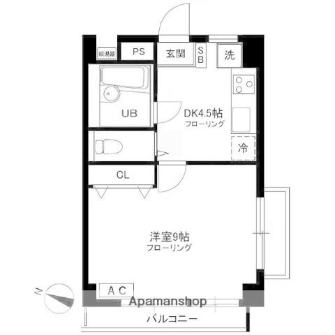 ヴィラセントラル(1K/5階)の間取り写真