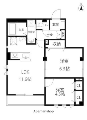 グランテラス目黒(2LDK/1階)の間取り写真