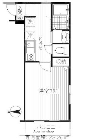 サンウエスト(1K/2階)の間取り写真