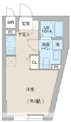 クリオ ラモード目黒洗足(ワンルーム/3階)の間取り写真