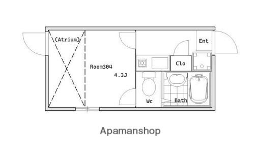 シャンテ西六郷(ワンルーム/3階)の間取り写真