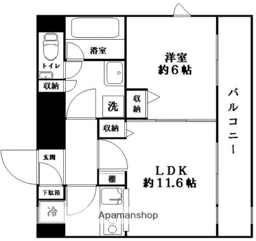 フェリエ大森町(1LDK/13階)の間取り写真