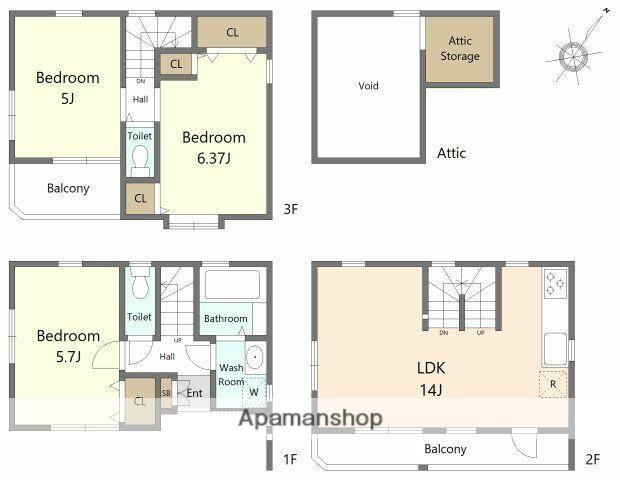 京浜急行電鉄本線 北品川駅 徒歩3分 3階建 築13年(3LDK)の間取り写真