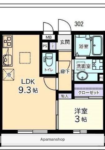 パーシモン65(1LDK/3階)の間取り写真