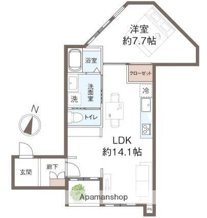 カーサヴェルデ洗足 (1LDK/2階)の間取り写真