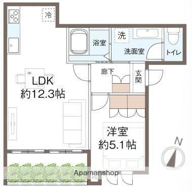カーサヴェルデ洗足 (1LDK/2階)の間取り写真