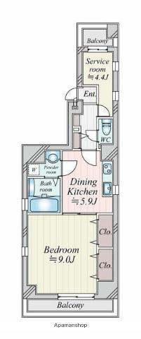 グローブシティ西小山(1SDK/4階)の間取り写真