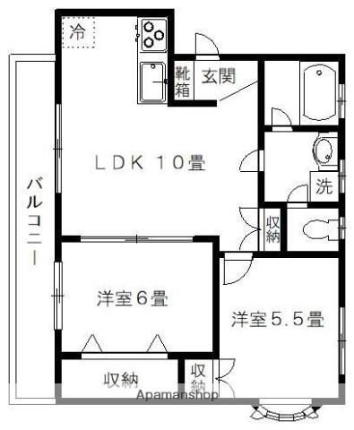 富士プラザ(2LDK/3階)の間取り写真