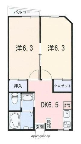 ミルリーフ洗足池(2DK/2階)の間取り写真
