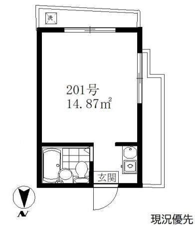 シャトー蒲田8(ワンルーム/2階)の間取り写真