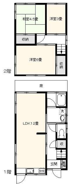 東急池上線 池上駅 徒歩5分 2階建 築47年(3LDK)の間取り写真