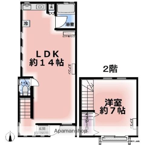 京浜急行電鉄本線 大森町駅 徒歩10分 2階建 築59年(1LDK)の間取り写真