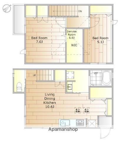 山手線 目黒駅 徒歩8分 2階建 築14年(2LDK)の間取り写真