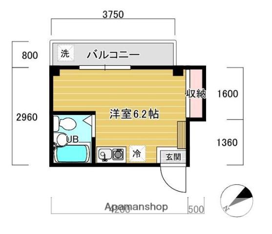 ハイツ小泉(ワンルーム/3階)の間取り写真