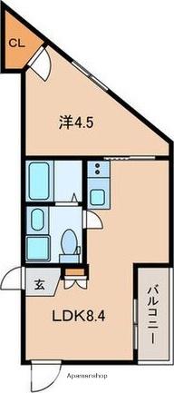 メゾン・ド・グラース馬込(1LDK/4階)の間取り写真