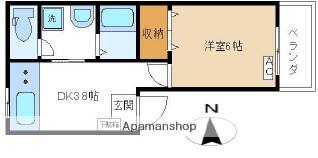 モアコート(1DK/2階)の間取り写真