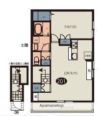 カーサベーレ(1LDK/2階)の間取り写真