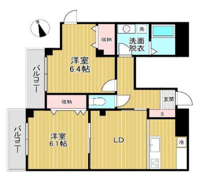 第66シンエイビル(2DK/3階)の間取り写真