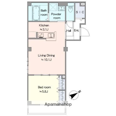 LITERA GROVE(1LDK/2階)の間取り写真