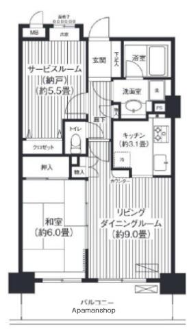 コスモ大田中央(1SLDK/3階)の間取り写真