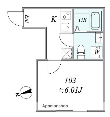 INTERVIA KAMATA(1K/1階)の間取り写真