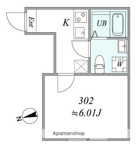 INTERVIA KAMATA(1K/3階)の間取り写真