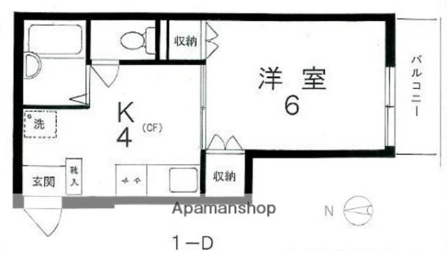 北馬込1丁目マンション(1K/1階)の間取り写真