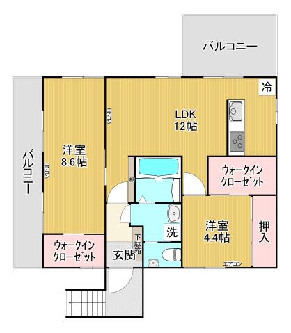 東京都浅草線 馬込駅 徒歩4分 2階建 築50年(2LDK)の間取り写真