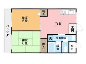 ベルメール西新井Ⅰ(2DK/1階)の間取り写真