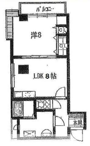 平松ビル(1LDK/2階)の間取り写真