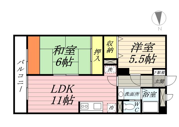 エーデルワイス(2LDK/3階)の間取り写真