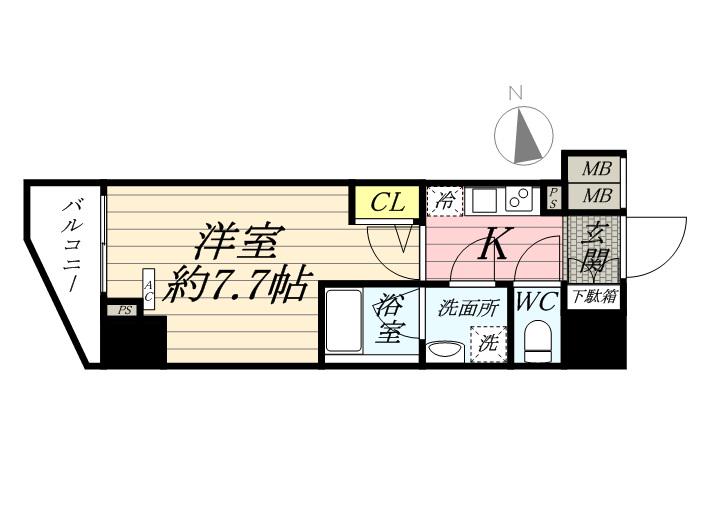 メインステージ大山2(1K/6階)の間取り写真
