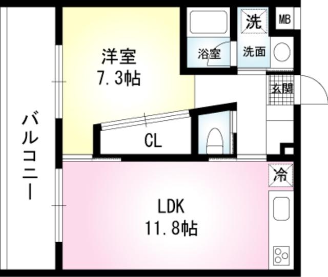 ラフィーネブラン(1LDK/3階)の間取り写真