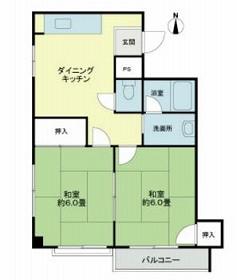 北町コーポ3号棟(2DK/2階)の間取り写真