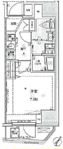 ジェノヴィア田端Ⅱグリーンヴェール(1K/3階)の間取り写真