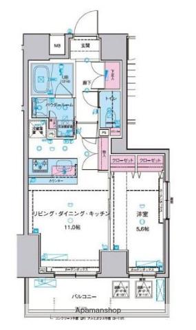ジェノヴィア浅草2スカイガーデン(1LDK/8階)の間取り写真
