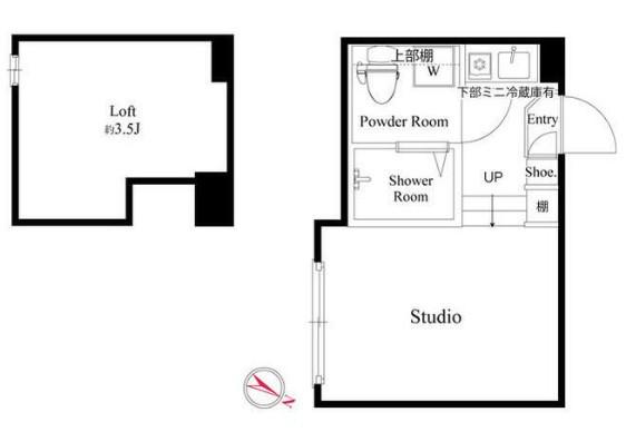 レジデンスY・M(ワンルーム/1階)の間取り写真