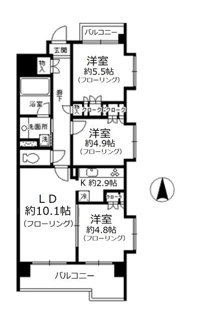 ザ・グランフォーリア西日暮里(3LDK/11階)の間取り写真