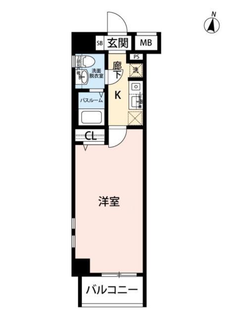 ロアール大山(1K/5階)の間取り写真