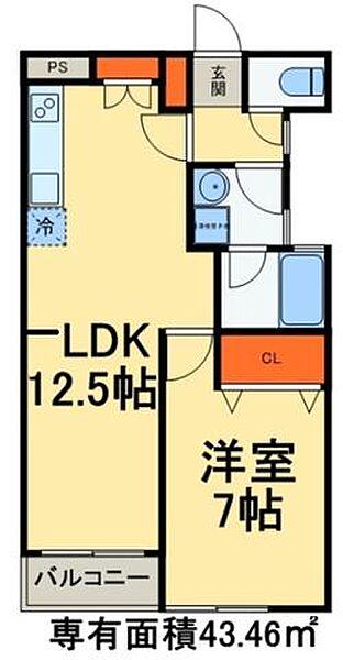 メゾンアオキ(1LDK/3階)の間取り写真