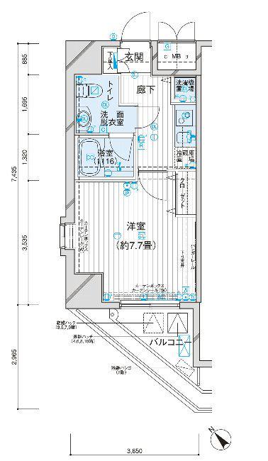 メインステージ王子(1K/2階)の間取り写真