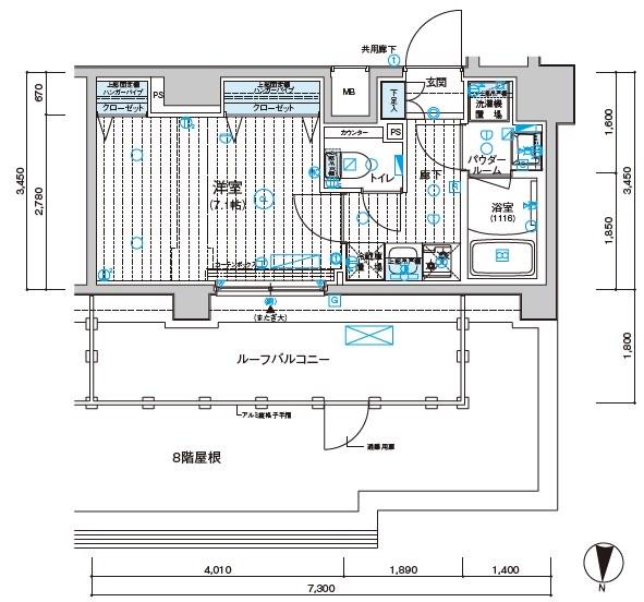 メインステージ千住中居町(1K/9階)の間取り写真
