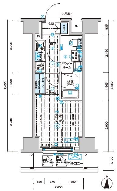 メインステージ千住中居町(1K/7階)の間取り写真