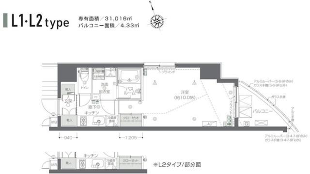 ZOOM新宿夏目坂(1K/8階)の間取り写真