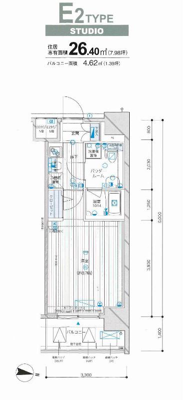 メインステージ王子Ⅱ(1K/2階)の間取り写真