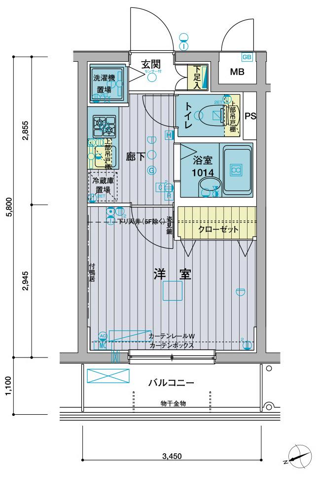 メインステージときわ台2(1K/2階)の間取り写真